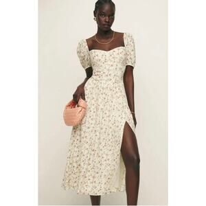 Reformation Ladonna Midi Dress Boheme Cream Floral Size 2